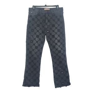 7 For All Mankind Luxe Vintage Embellished Sequin Black Statement Denim Y2K